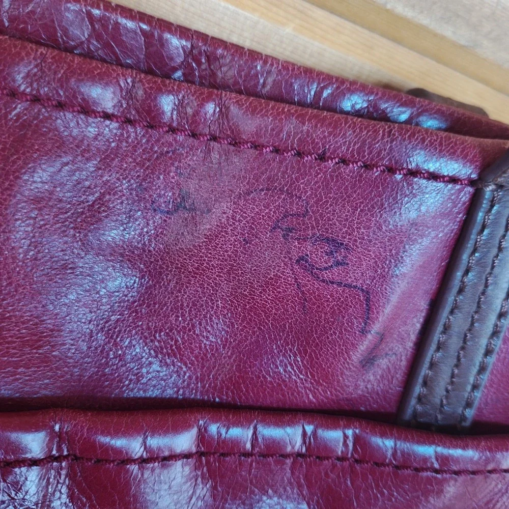 HOBO Brand Cecily Leather Mini Tote Luscious Crimson Red Garnet [Pen Marks] ZA4 - Picture 3 of 5